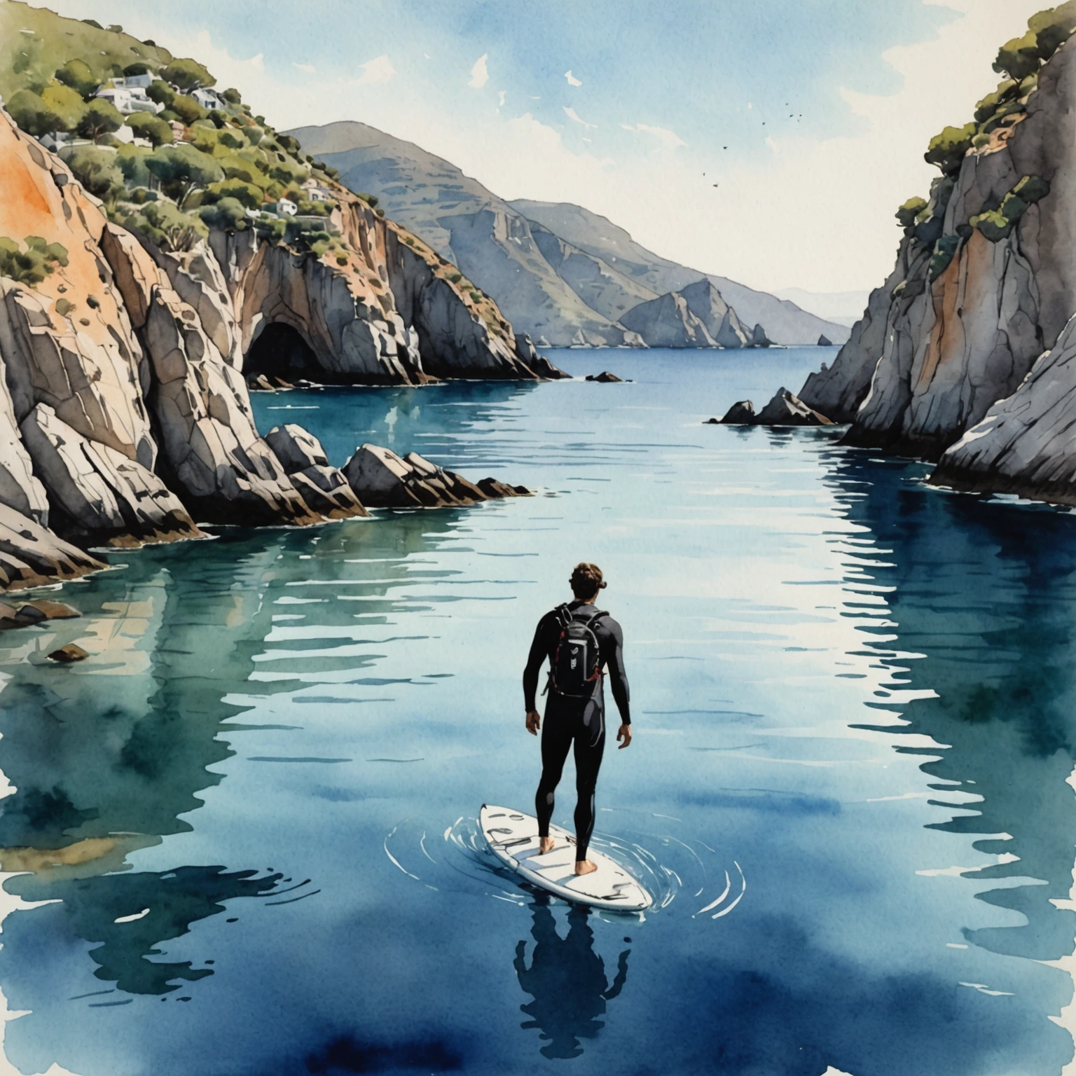 Plongeur masqué nageant au-dessus des fonds marins turquoise de Cala Junco, entouré de roches volcaniques ocre.