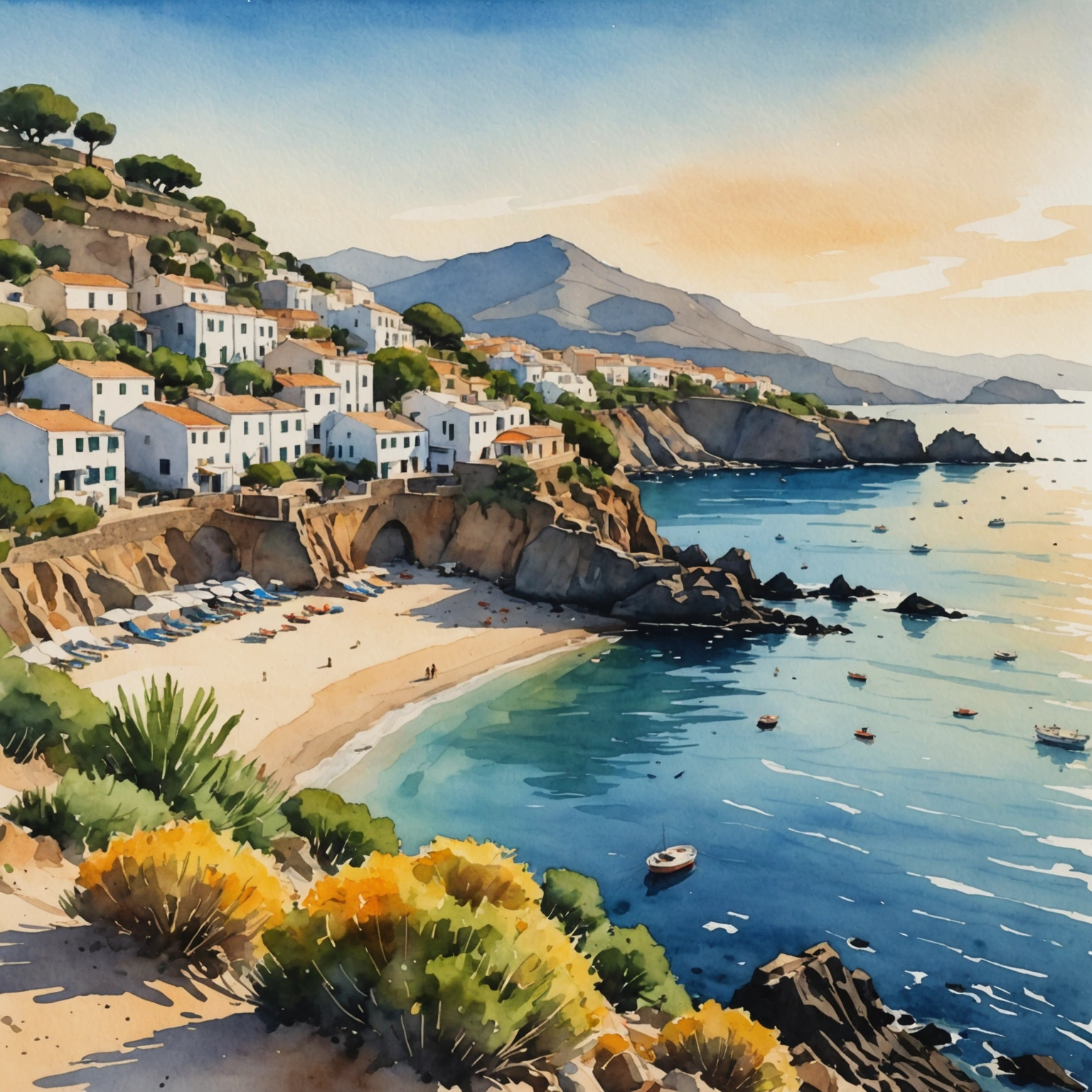 Plage sauvage de Pecorini à Filicudi au coucher de soleil, galets noirs et eau turquoise