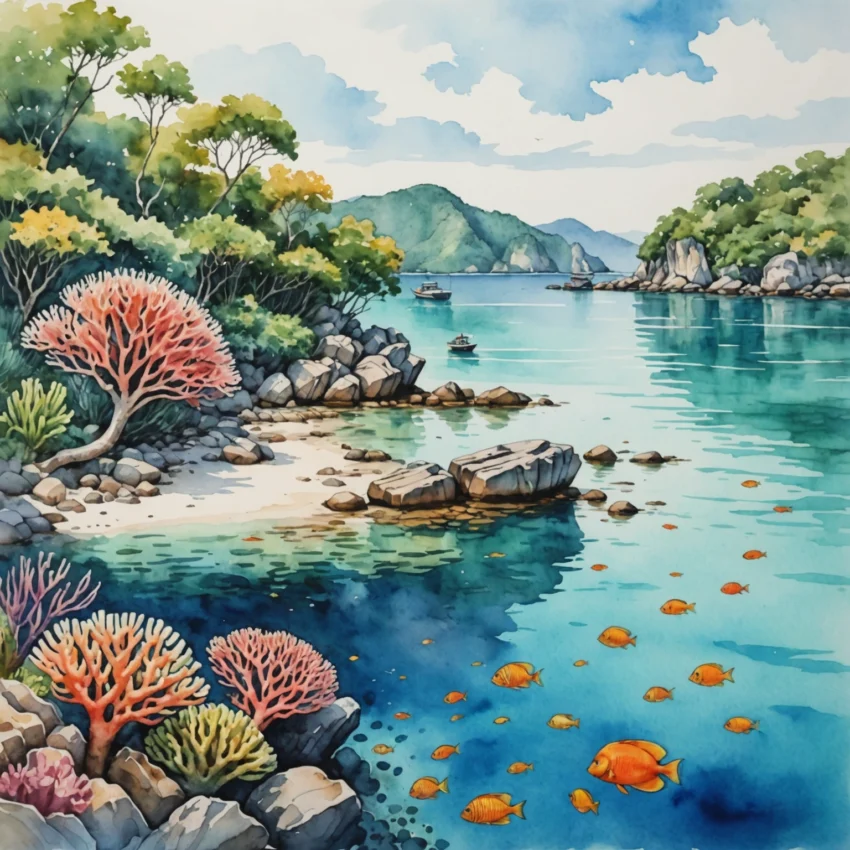 Récif corallien coloré à Koh Racha avec poissons tropicaux et eau turquoise, idéal pour la plongée débutant