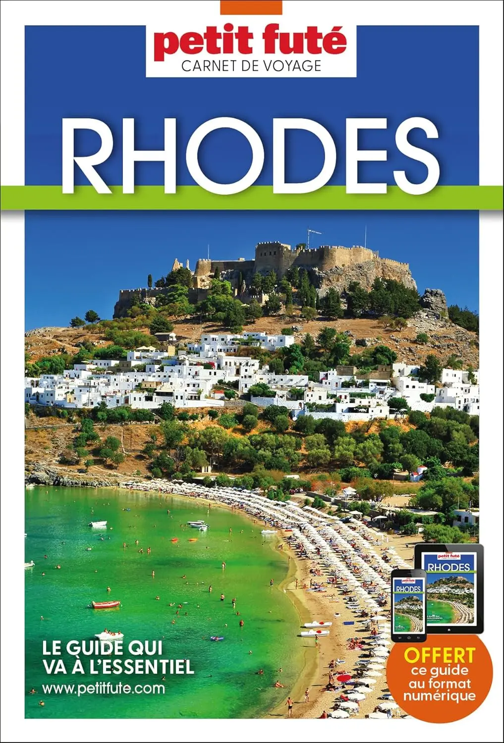 Couverture du livre Guide Rhodes Dodécanèse 2024 Carnet Petit Futé