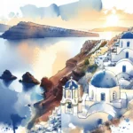 Vue panoramique des meilleurs points de vue à Santorin pour photos avec la caldeira en arrière-plan